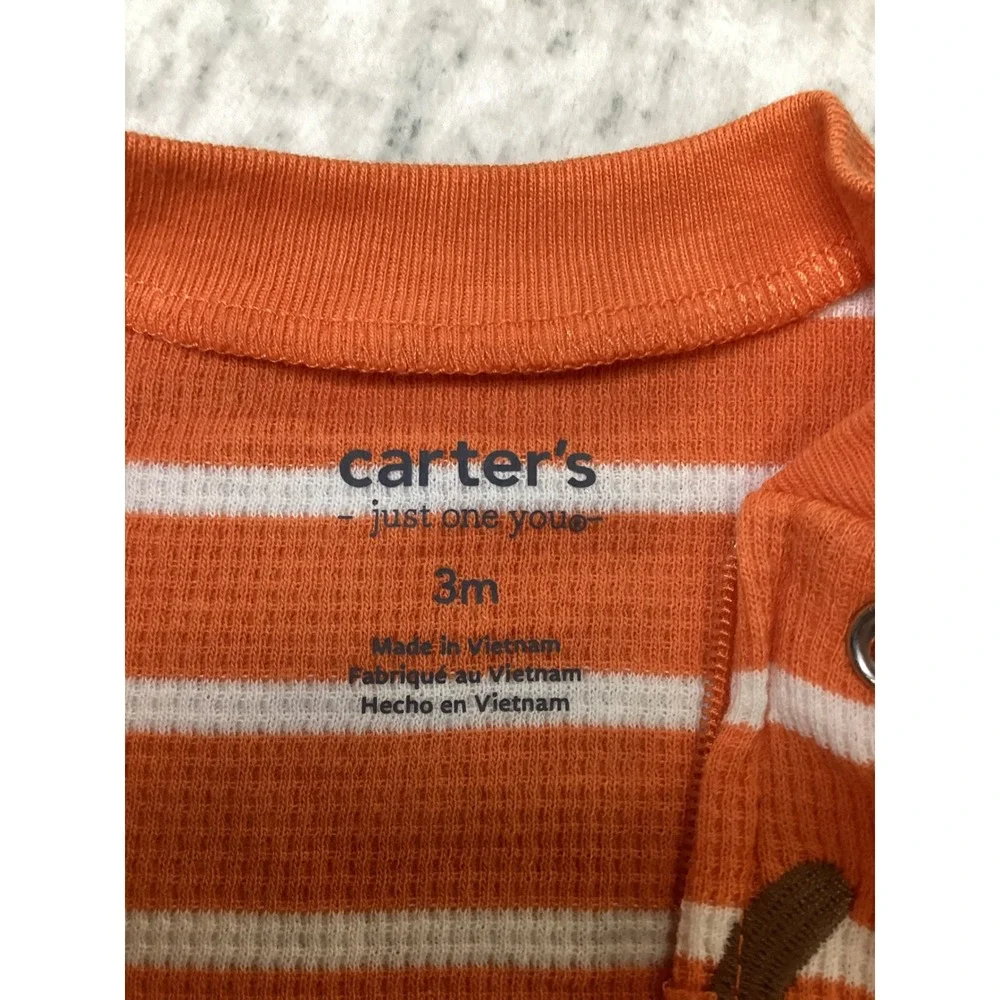 Carters Just One You Orange Pumpkin Striped Waffle Sleep and‎ Play 3M 1T778510